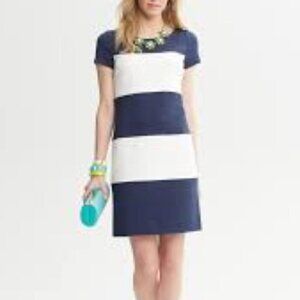 Banana Republic women's size 4  Navy White color block sheath Dress